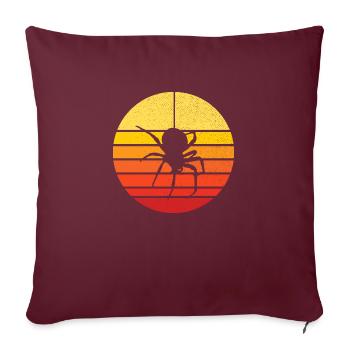 araignée et coucher de soleil - nature et insecte - Housse de coussin décorative 45 x 45 cm - bordeaux - Devant