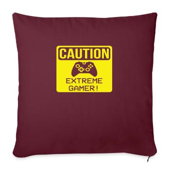 Caution Extreme Gamer ! - Housse de coussin décorative 45 x 45 cm - bordeaux - Devant