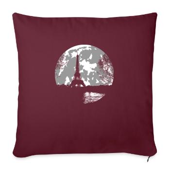 pleine lune et paris - tour Eiffel - Housse de coussin décorative 45 x 45 cm - bordeaux - Devant
