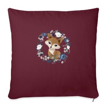 Blumenfuchs - Sofakissenbezug 45 x 45 cm - Burgunderrot - Vorne