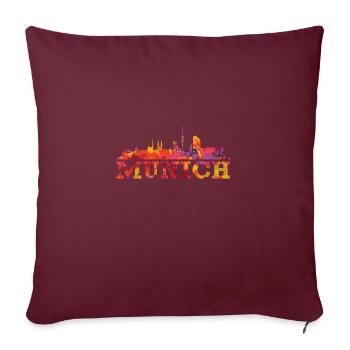 Münchner Skyline Impression Souvenir-Geschenkidee - Sofakissenbezug 45 x 45 cm - Burgunderrot - Vorne