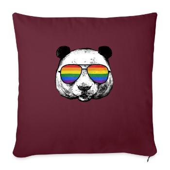 LGBT Panda Regenbogen Flagge LGBTQ Gay Pride - Sofakissenbezug 45 x 45 cm - Burgunderrot - Vorne