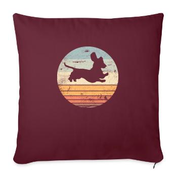Teckel saut chien de toit Vintage - Housse de coussin décorative 45 x 45 cm - bordeaux - Devant
