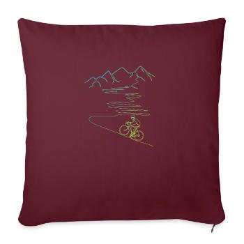 Rennrad mit Berg, Alpenpass, Serpentinen - Sofakissenbezug 45 x 45 cm - Burgunderrot - Vorne
