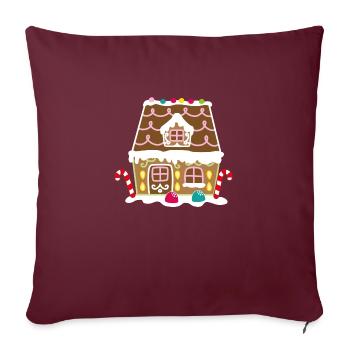 Lebkuchenhaus - gingerbread house - Hexenhäuschen - Sofakissenbezug 45 x 45 cm - Burgunderrot - Vorne