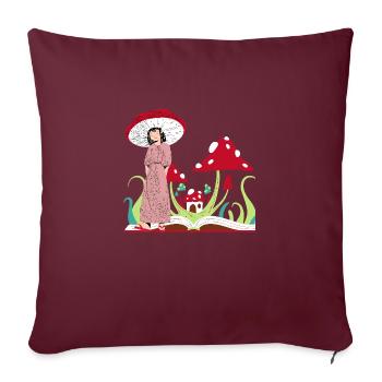 Pilzprinzessin, rote Champignons - Sofakissenbezug 45 x 45 cm - Burgunderrot - Vorne