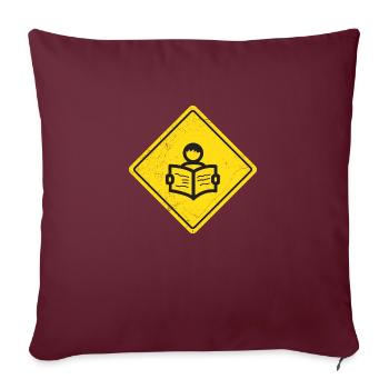 Traffic Sign Book Reader Warning Sign Idée cadeau - Housse de coussin décorative 45 x 45 cm - bordeaux - Devant