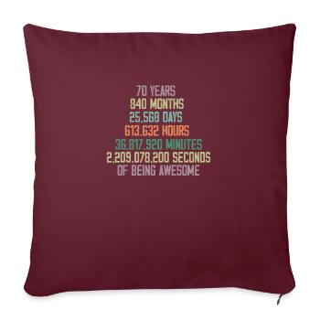 Geschenk zum 70-jährigen Jubiläum - Sofakissenbezug 45 x 45 cm - Burgunderrot - Vorne