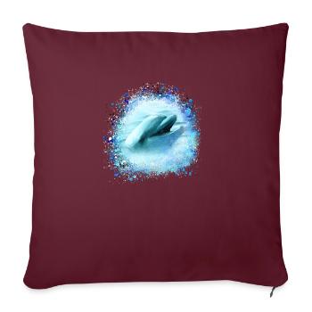 dauphin, graffiti, peinture, bleu, poisson, dauphins, mer - Housse de coussin décorative 45 x 45 cm - bordeaux - Devant