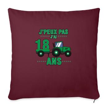 Cadeau Tracteur Cadeau 18 ans Anniversaire ferme - Housse de coussin décorative 45 x 45 cm - bordeaux - Devant