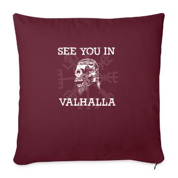 See you in Vallhalla Kompass Wikinger - Sofakissenbezug 45 x 45 cm - Burgunderrot - Vorne