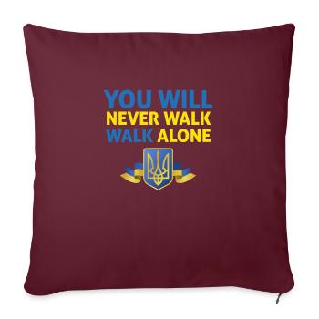 tu ne marcheras jamais seul ukraine - Housse de coussin décorative 45 x 45 cm - bordeaux - Devant