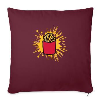 Farbklecks Pommes Frites - Sofakissenbezug 45 x 45 cm - Burgunderrot - Vorne