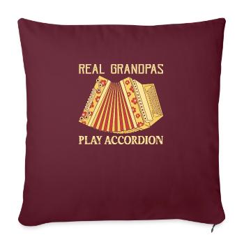 Les vrais grands-pères jouent de la musique polka à l’accordéon - Housse de coussin décorative 45 x 45 cm - bordeaux - Devant