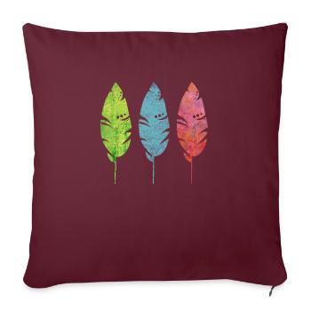 Trois plumes tendres - Housse de coussin décorative 45 x 45 cm - bordeaux - Devant