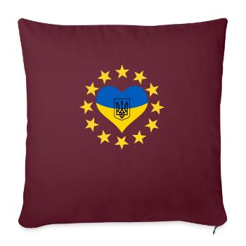 Le cœur de l’Ukraine avec les étoiles de l’UE - Housse de coussin décorative 45 x 45 cm - bordeaux - Devant