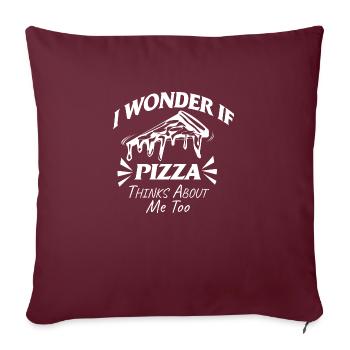 Je me demande si Pizza pense à moi aussi - Housse de coussin décorative 45 x 45 cm - bordeaux - Devant
