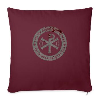 Symbol Anfang Ende Alpha Omega Gott Christian - Sofakissenbezug 45 x 45 cm - Burgunderrot - Vorne