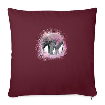 bébé éléphant, éléphant, graffiti, rose, peinture - Housse de coussin décorative 45 x 45 cm - bordeaux - Devant