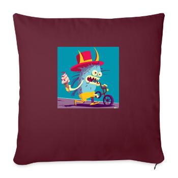 Monster pousse le vélo et mange de la crème glacée - Housse de coussin décorative 45 x 45 cm - bordeaux - Devant