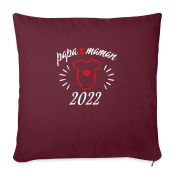 Papa x Maman Bébé en 2022 - Housse de coussin décorative 45 x 45 cm - bordeaux - Devant