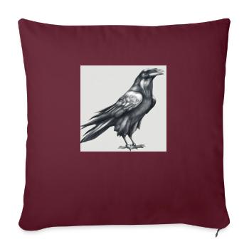 Gemalter Rabe - Sofakissenbezug 45 x 45 cm - Burgunderrot - Vorne