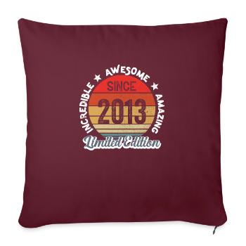 amazing since 2013 - anniversaire - Housse de coussin décorative 45 x 45 cm - bordeaux - Devant