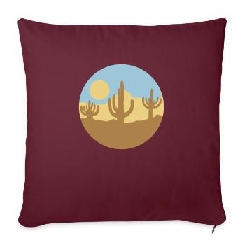 Silhouette du paysage du désert du soleil - Housse de coussin décorative 45 x 45 cm - bordeaux - Devant