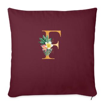 Monogramme personnalisable F Botanique tropicale - Housse de coussin décorative 45 x 45 cm - bordeaux - Devant
