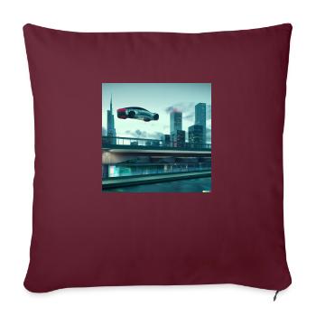 Voler Tesla dans une ville futuriste - Housse de coussin décorative 45 x 45 cm - bordeaux - Devant