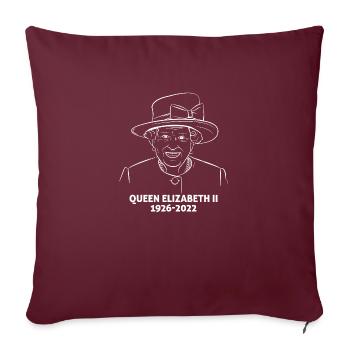 Reine Elizabeth II 1926 - 2022 - 96 ans - Housse de coussin décorative 45 x 45 cm - bordeaux - Devant