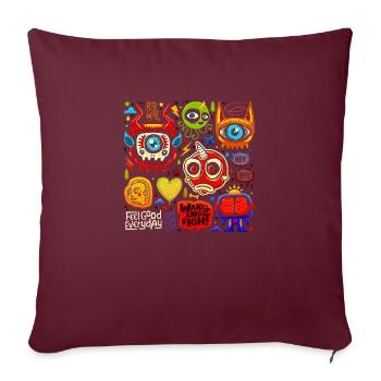 visage fou visage heureux dessin animé visage heureux dessin animé - Housse de coussin décorative 45 x 45 cm - bordeaux - Devant
