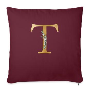 Monogramme personnalisable T - Housse de coussin décorative 45 x 45 cm - bordeaux - Devant