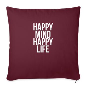 heureux vie heureuse - Housse de coussin décorative 45 x 45 cm - bordeaux - Devant