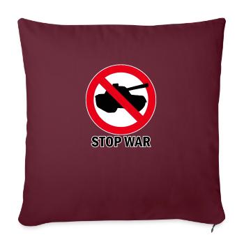 stop war, Ukraine, Krieg, Panzer, Peace - Sofakissenbezug 45 x 45 cm - Burgunderrot - Vorne