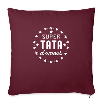 super tata d amour / cadeau tata - Housse de coussin décorative 45 x 45 cm - bordeaux - Devant