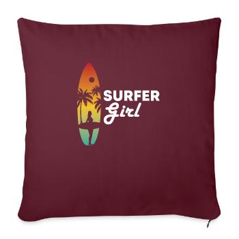 Surfer Girl Planche de surf Surfing Idée cadeau - Housse de coussin décorative 45 x 45 cm - bordeaux - Devant