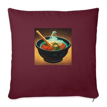 Soupe ramen japonaise - Housse de coussin décorative 45 x 45 cm - bordeaux - Devant