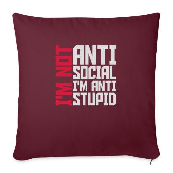 pas antisocial anti-stupide - Housse de coussin décorative 45 x 45 cm - bordeaux - Devant