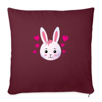Cœur de lapin doux - Housse de coussin décorative 45 x 45 cm - bordeaux - Devant