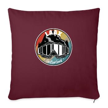 Skier à Laax Suisse - Housse de coussin décorative 45 x 45 cm - bordeaux - Devant