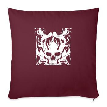 Crâne d’horreur d’Halloween avec des flammes - Housse de coussin décorative 45 x 45 cm - bordeaux - Devant