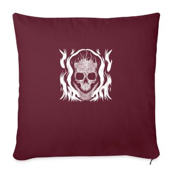 Crâne d’horreur d’Halloween avec des flammes - Housse de coussin décorative 45 x 45 cm - bordeaux - Devant