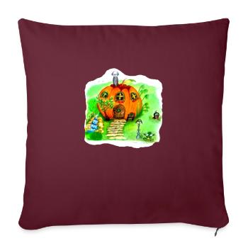 Maison de citrouille de conte de fées - Housse de coussin décorative 45 x 45 cm - bordeaux - Devant