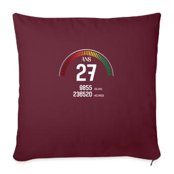 Anniversaire 27 ans Compteur - Housse de coussin décorative 45 x 45 cm - bordeaux - Devant