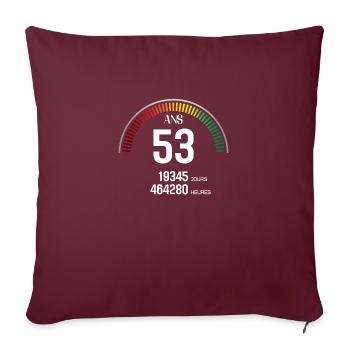 Anniversaire 53 ans Compteur - Housse de coussin décorative 45 x 45 cm - bordeaux - Devant