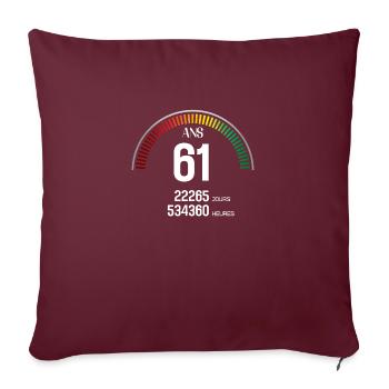 Anniversaire 61 ans Compteur - Housse de coussin décorative 45 x 45 cm - bordeaux - Devant