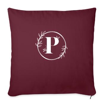 Lettre P Florale - Housse de coussin décorative 45 x 45 cm - bordeaux - Devant