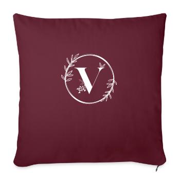 Brief V Floral - Sofakissenbezug 45 x 45 cm - Burgunderrot - Vorne