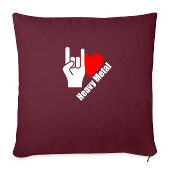 Heavy Metal Handzeichen mit Herz - Sofakissenbezug 45 x 45 cm - Burgunderrot - Vorne